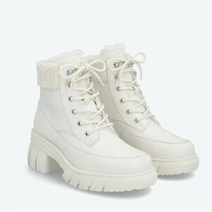 Aldo White Winter Combat Boots with Platform Waterproof